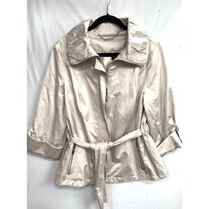 White House Black Market Jacket Tan Beige Satin Feel Lining Ladies‎ Size Large